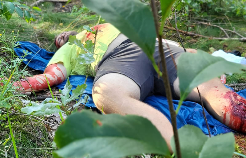 Realistisch simulierte Übung mit der Feuerwehr